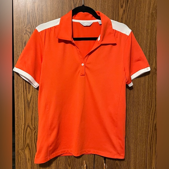 Callaway women’s size Large golf shirt Orange with  white trim - Picture 1 of 4
